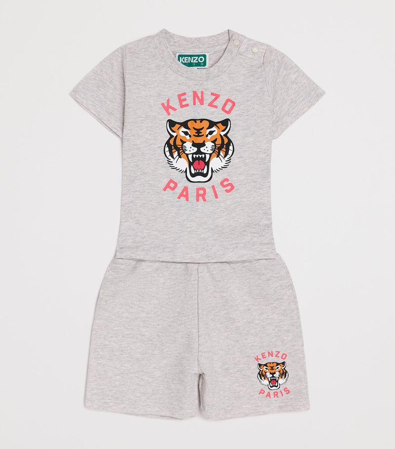 Kenzo Kids Cotton Tiger Graphic T-Shirt and Shorts Set 6 Months-4 Years, UK version