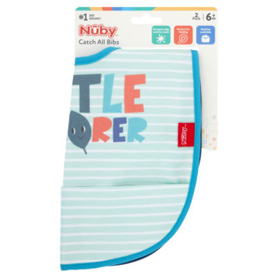 Nuby 2 Catch All Bibs 6m+ Baby Feeding Bibs