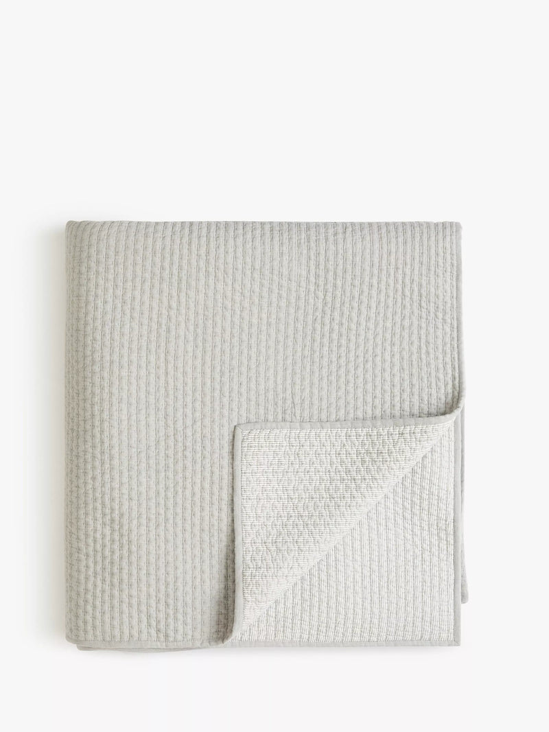 John Lewis mini stitch quilted bedspread in grey, 250x260cm, UK version