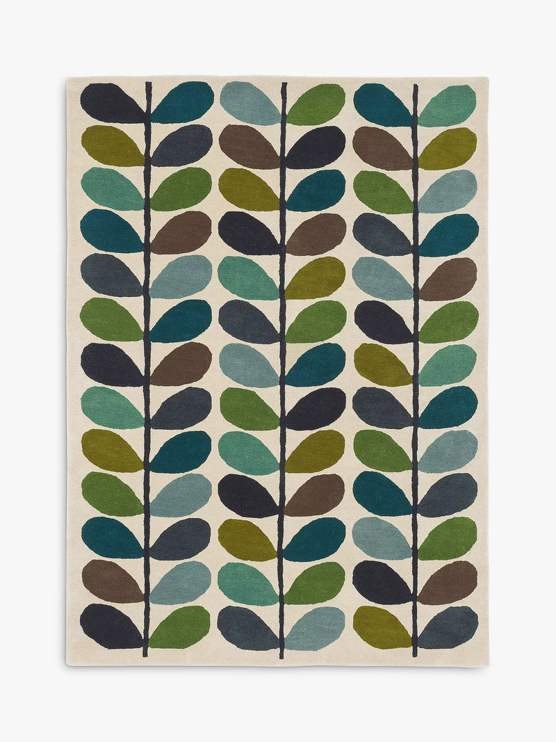Orla Kiely Linear Stem wool rug, imported from the UK