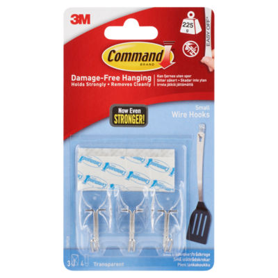 Command Clear Small Wire Hooks with Clear Strips - British product