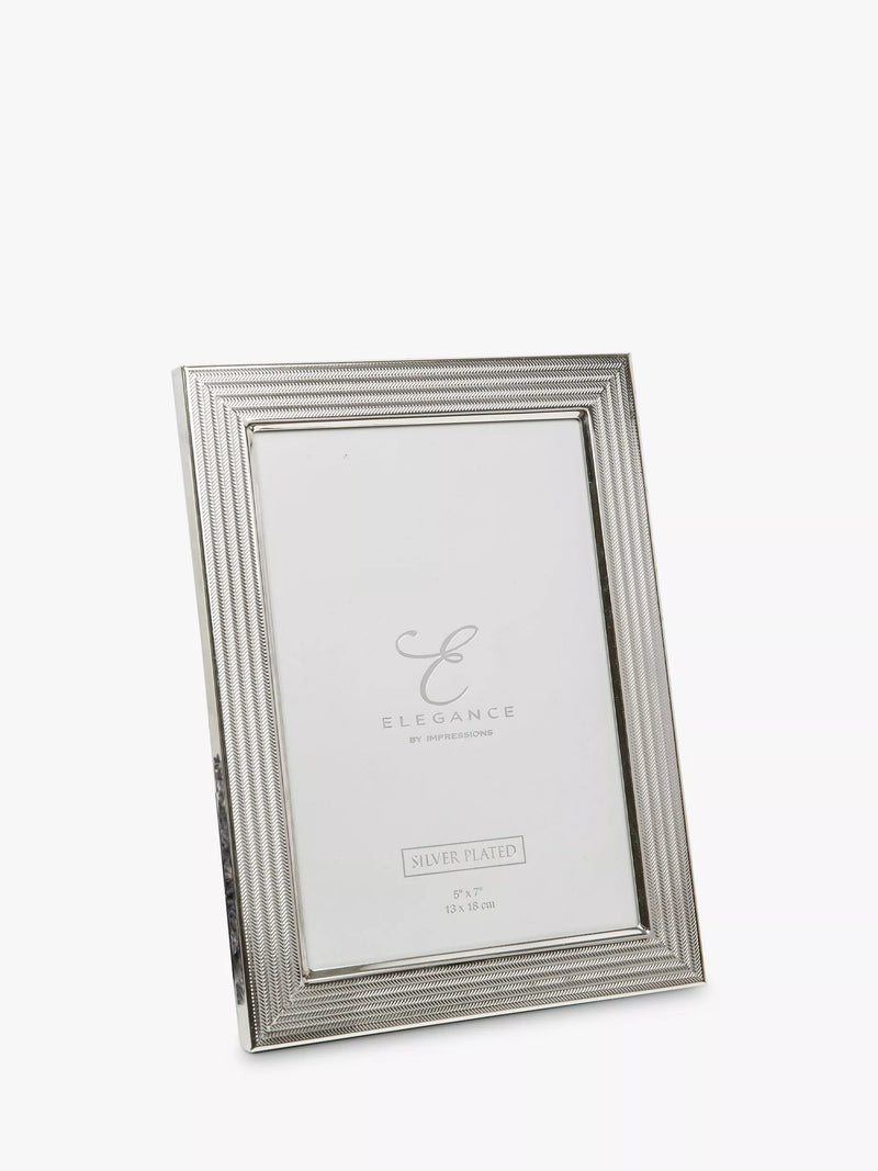 Elegance by Impressions herringbone silver plated photo frame - British product