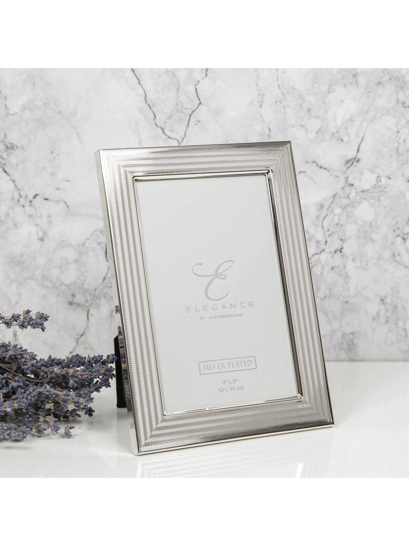 Elegance by Impressions herringbone silver plated photo frame - British product