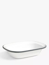 Enamel Pie Dish in White and Navy