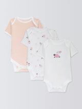 John Lewis Baby Cotton Sheep/Stripe Short Sleeve Bodysuits Infant Bodysuits Pack of 3