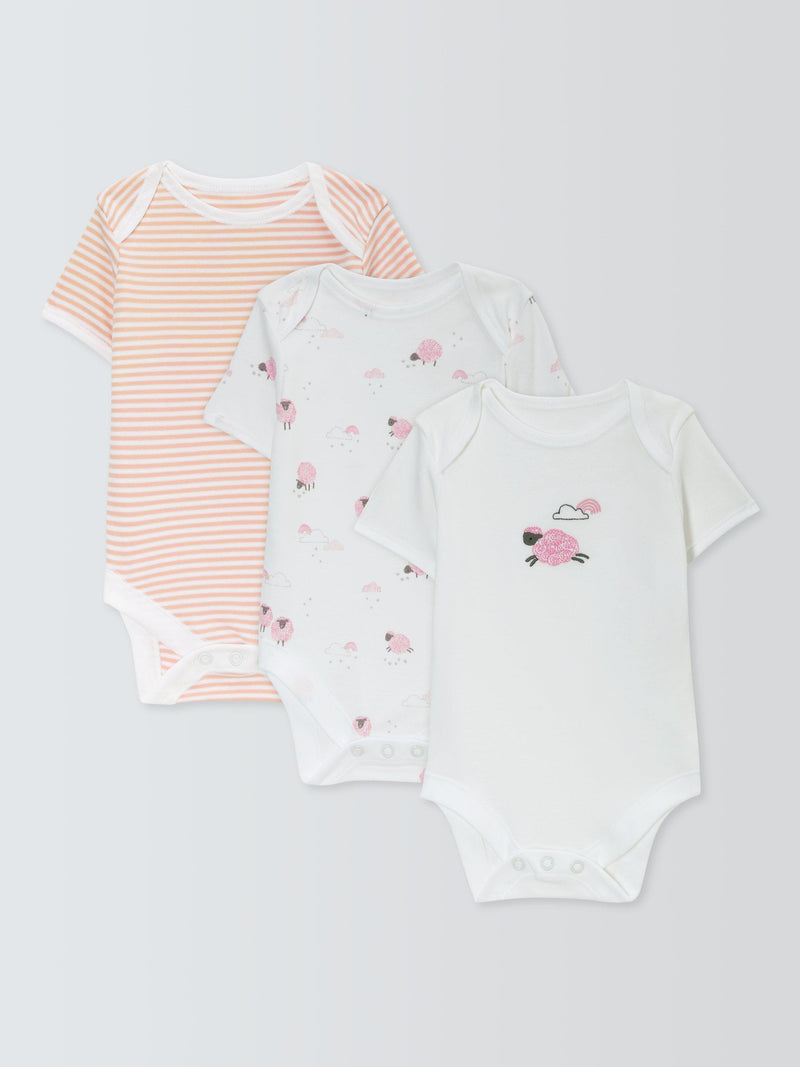 John Lewis baby bodysuits sheep/stripe short sleeve pack of 3, UK version