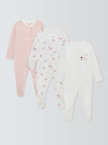 John Lewis Baby Sheep Long Sleeve Sleepsuits Pink, UK version