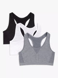 John Lewis Kids' Basic Sports Crop Top Vest, Pack of 3, White/Grey/Black - McGrocer