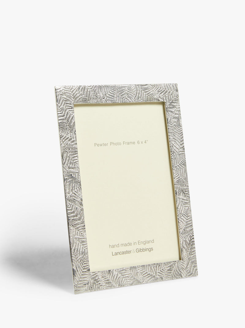 Lancaster and Gibbings fern leaf pewter photo frame in silver, UK version