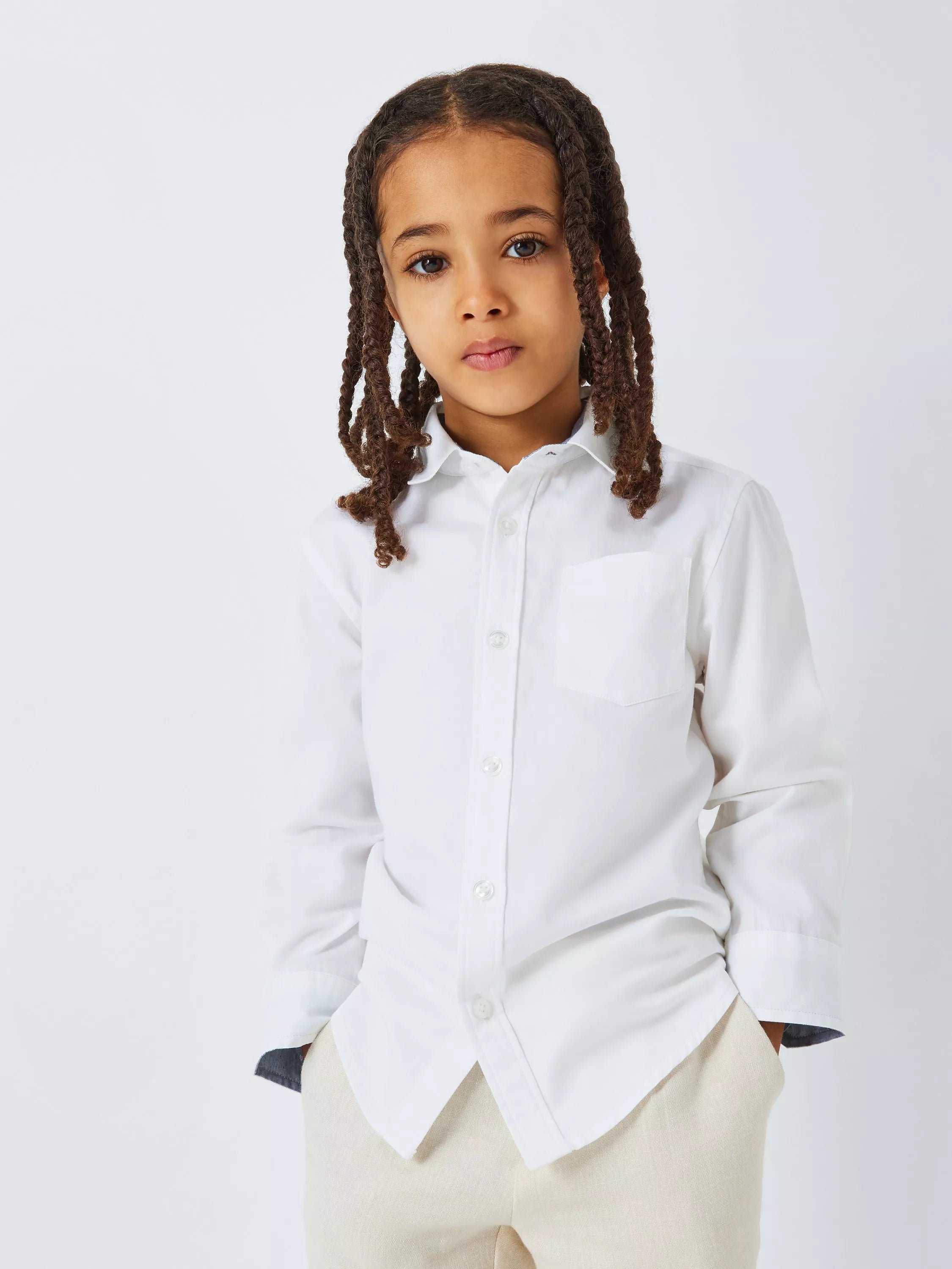John Lewis Heirloom Collection Textured Cotton Long Sleeve Shirt, White - McGrocer