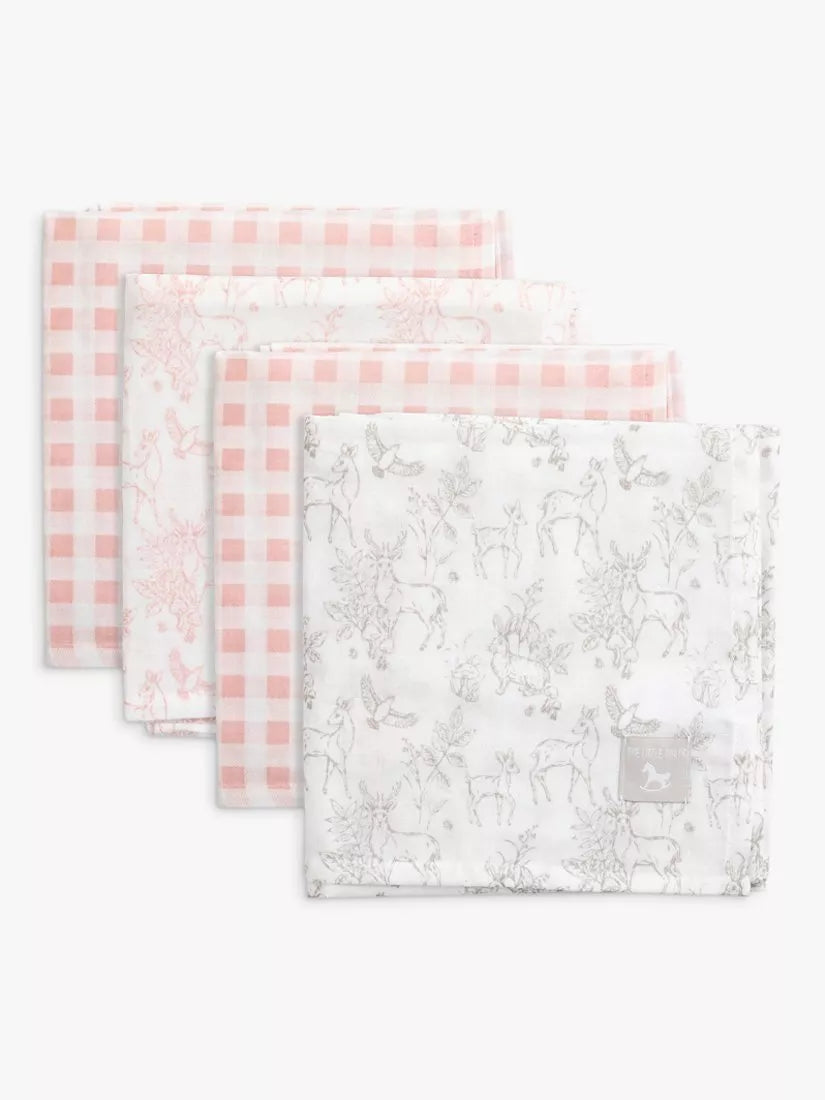 The Little Tailor Mixed Pattern Muslin Cloths, Pack of 4 - McGrocer