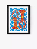 EAST END PRINTS Alice Straker Langoustines on Blue framed print - British product