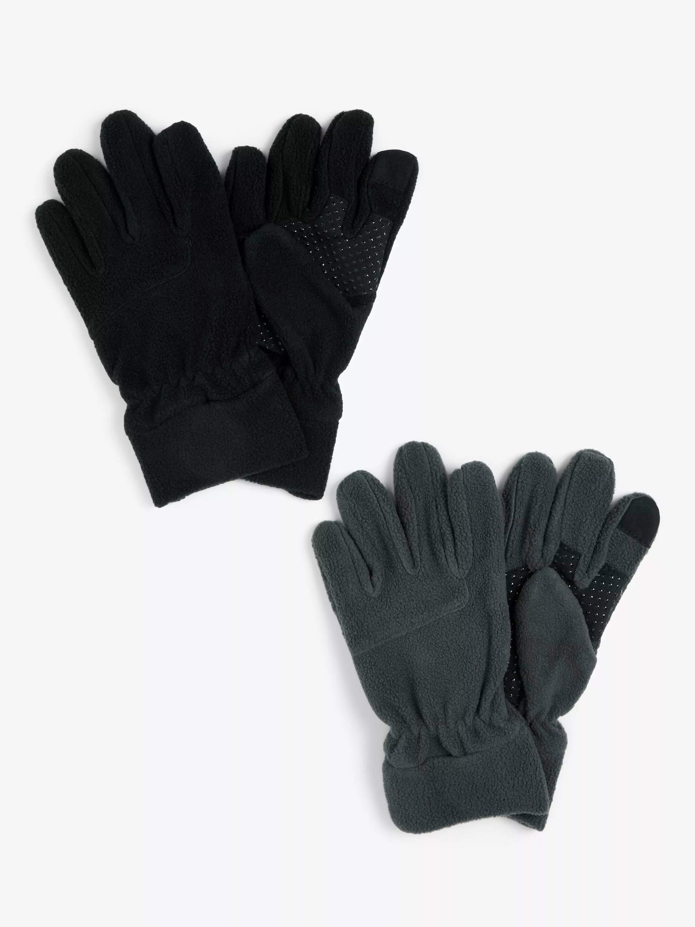 John Lewis Kids' Fleece Gloves, Pack of 2, Black/Grey - McGrocer