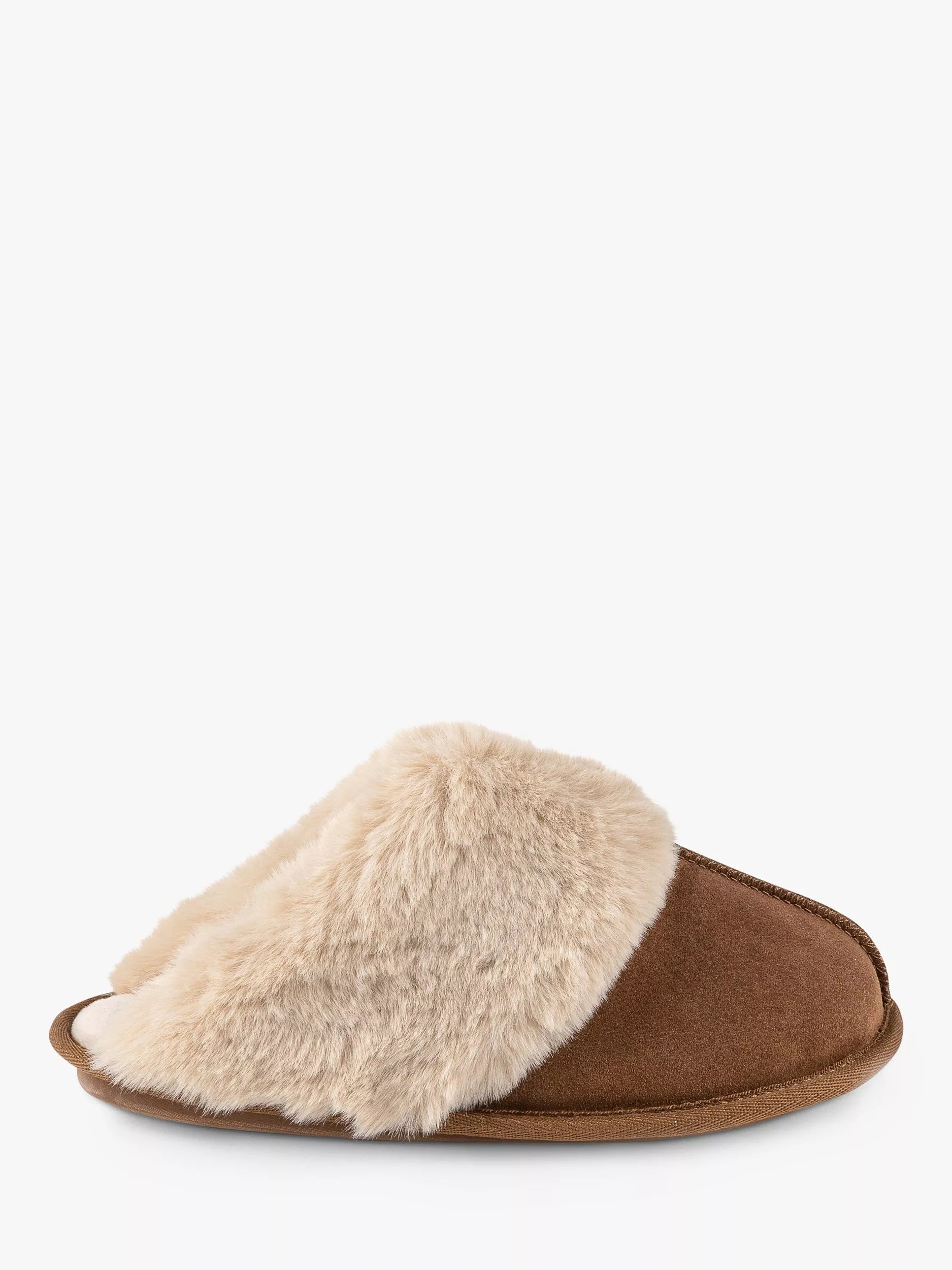 totes Real Suede with Fur Cuff Slippers - McGrocer