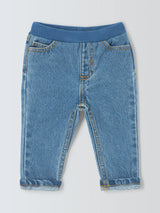 Baby Ribbed Waist Elasticated Jeans, Blue