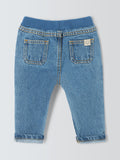 John Lewis baby ribbed waist elasticated jeans in blue, UK version