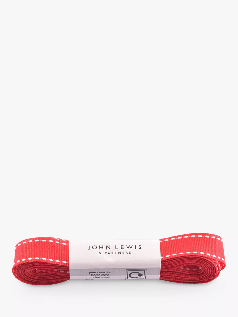 John Lewis red grosgrain ribbon 5m x 15mm, UK version