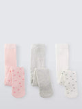 John Lewis baby rib heart tights in assorted designs, pack of 3, UK version