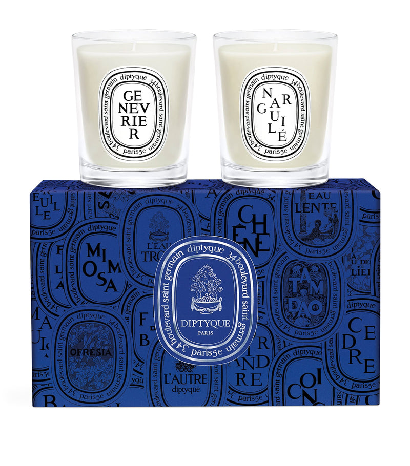 Diptyque mini candle set with Narguilé and Genévrier scents (2 x 70g) - British product