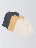 John Lewis Baby Long Sleeve Cotton Top, Pack of 3, Multi - McGrocer