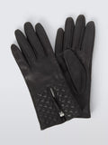 John Lewis Quilted Leather Gloves, Black - McGrocer