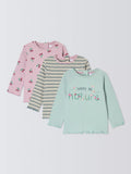 John Lewis Baby Nature Stripe Long Sleeve Top, Pack of 3, Multi - McGrocer