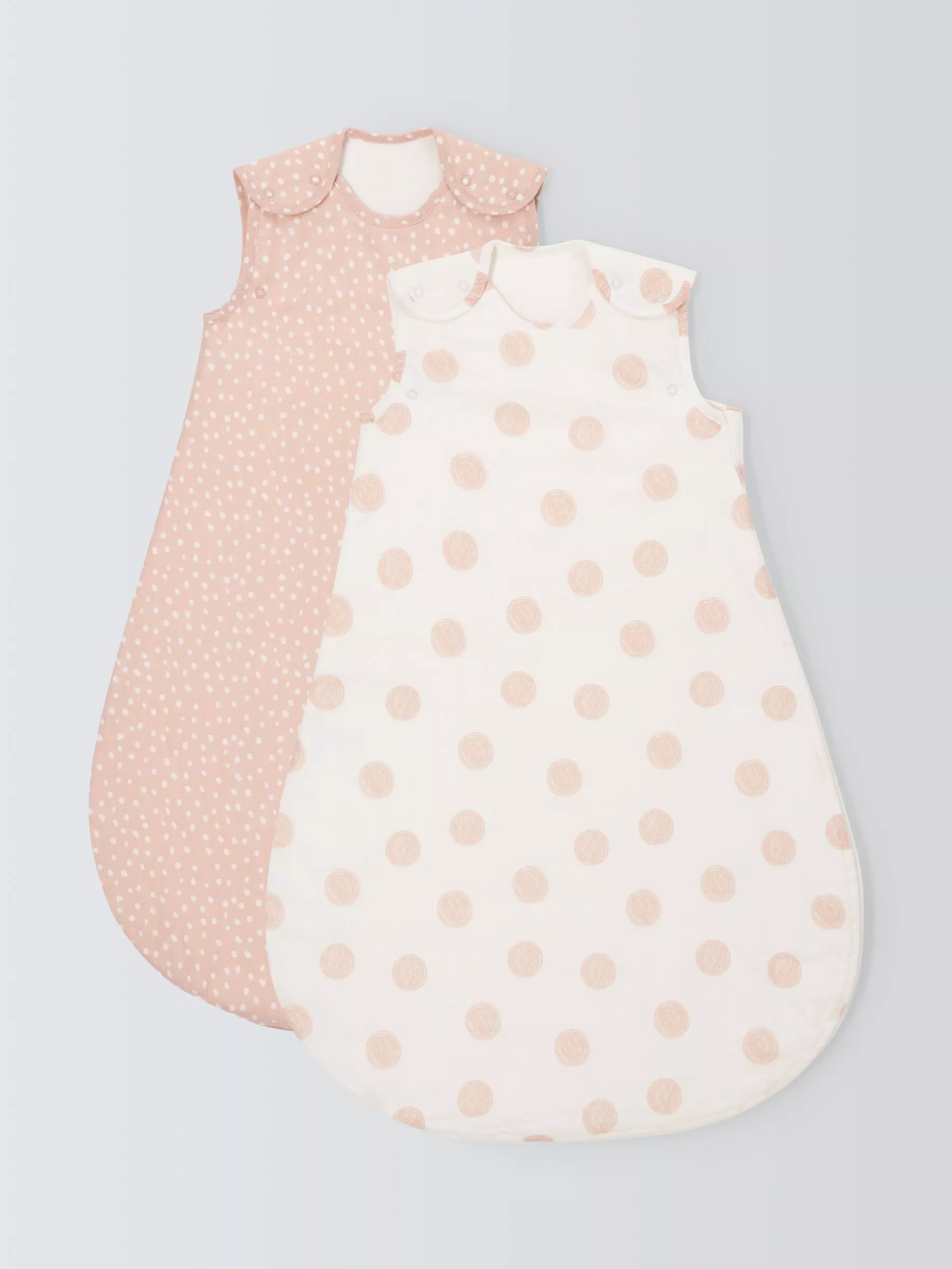 John Lewis ANYDAY Spot Print Baby Sleeping Bag, 2.5 Tog, Pack of 2, Plaster Pink - McGrocer