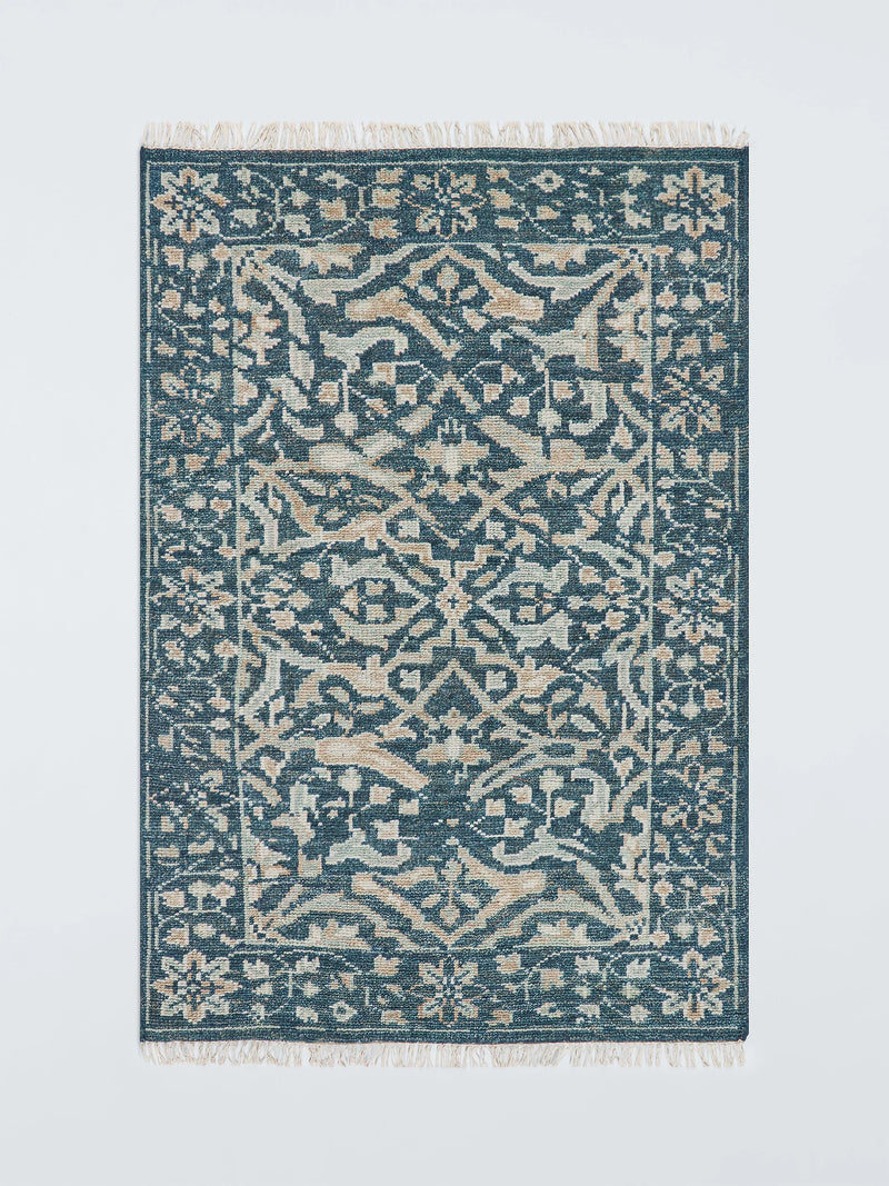 John Lewis hand knotted Amrita Ziegler blue rug, UK version