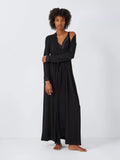 John Lewis Willow Lace Trim Dressing Gown, Black - McGrocer
