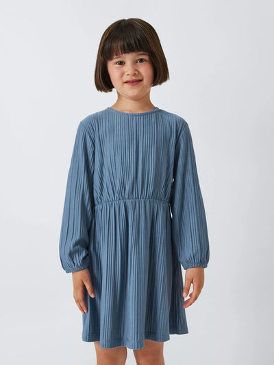 John Lewis ANYDAY Kids' Plisse Dress Blue