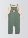 John Lewis Baby Hedgehog Long Sleeve Top and Dungarees Set, Green/Beige - McGrocer