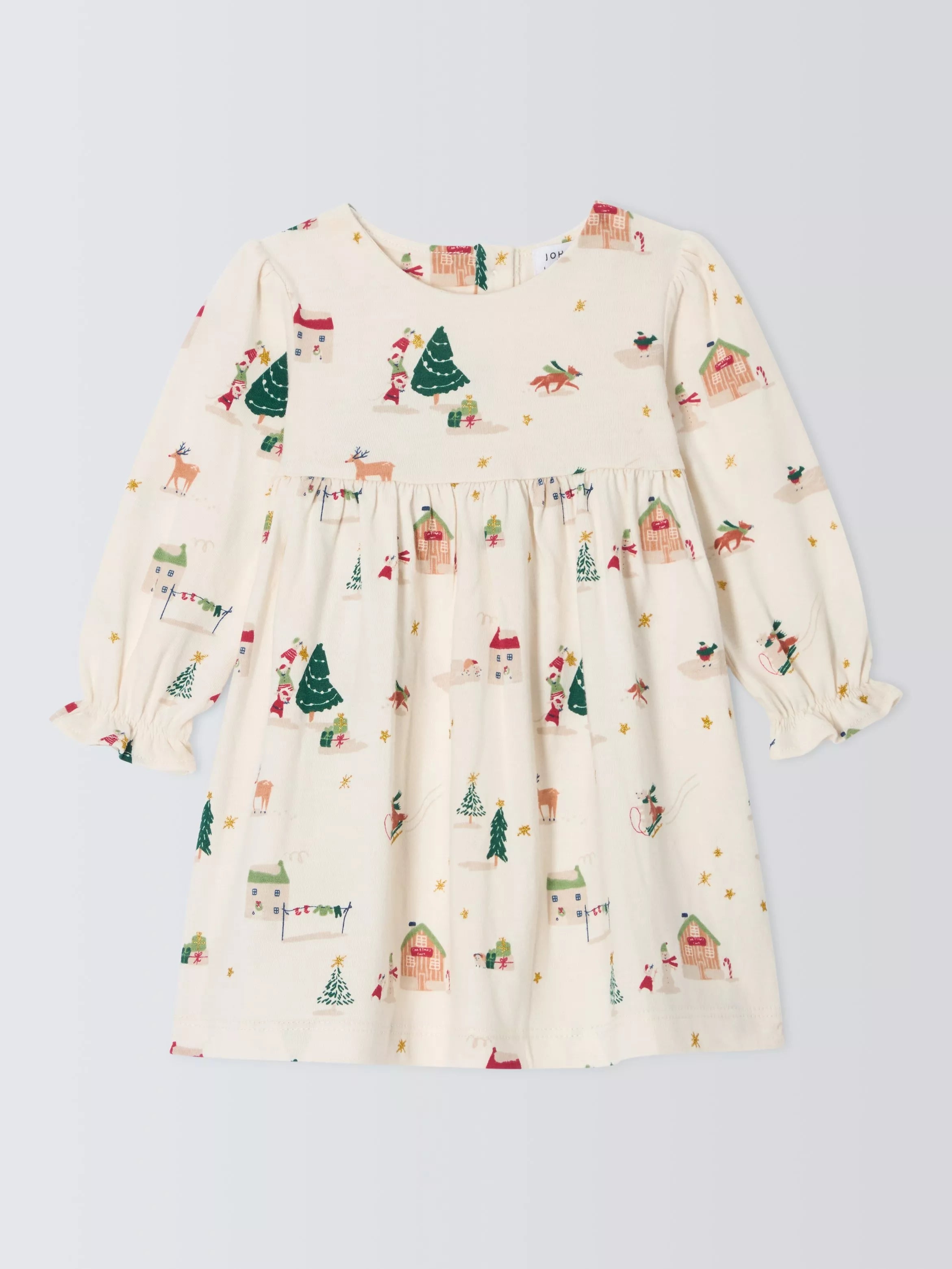 John Lewis Baby Christmas Jersey Dress, Multi - McGrocer