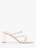 Diamante Strap Mules with 7cm Block Heel in Canvas
