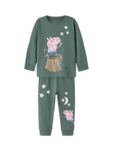 NAME IT Kids' George Pig Long Sleeve Pyjama Set Dark Forest