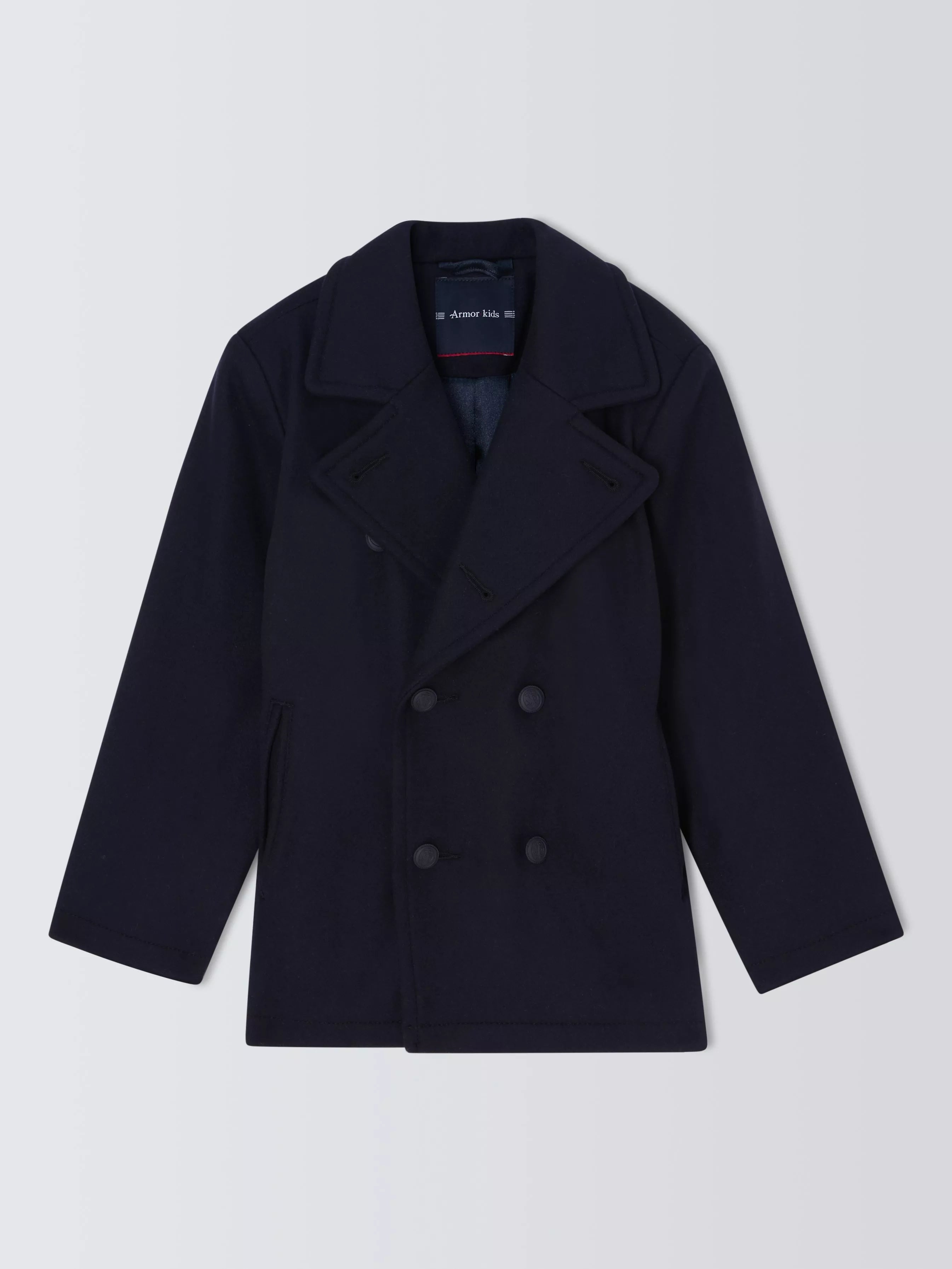 Armor Lux Kids' Caban Killian Wool Blend Pea Coat, Navire - McGrocer