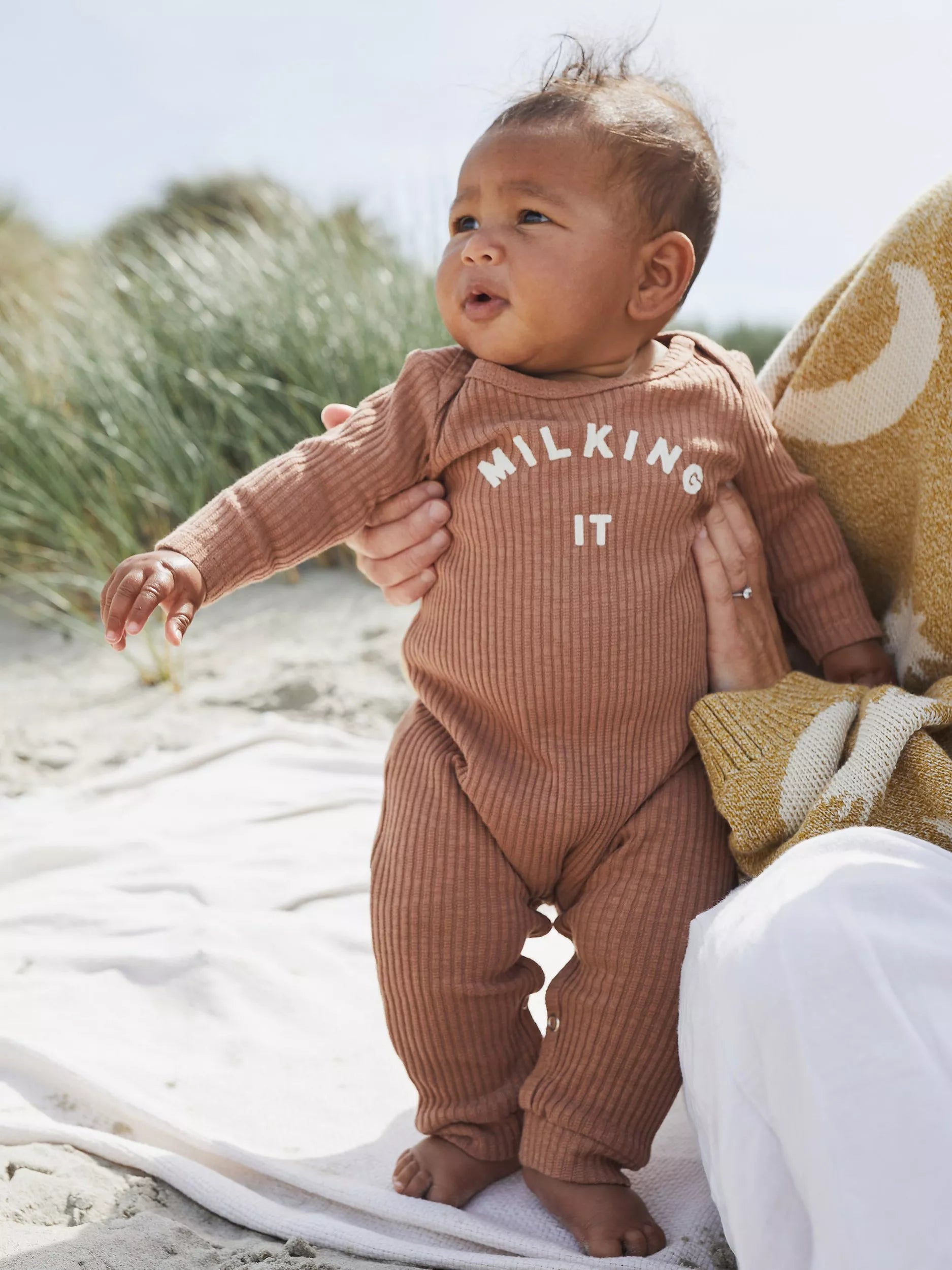 Claude & Co Baby Milking It Organic Cotton Onesie, Clay - McGrocer