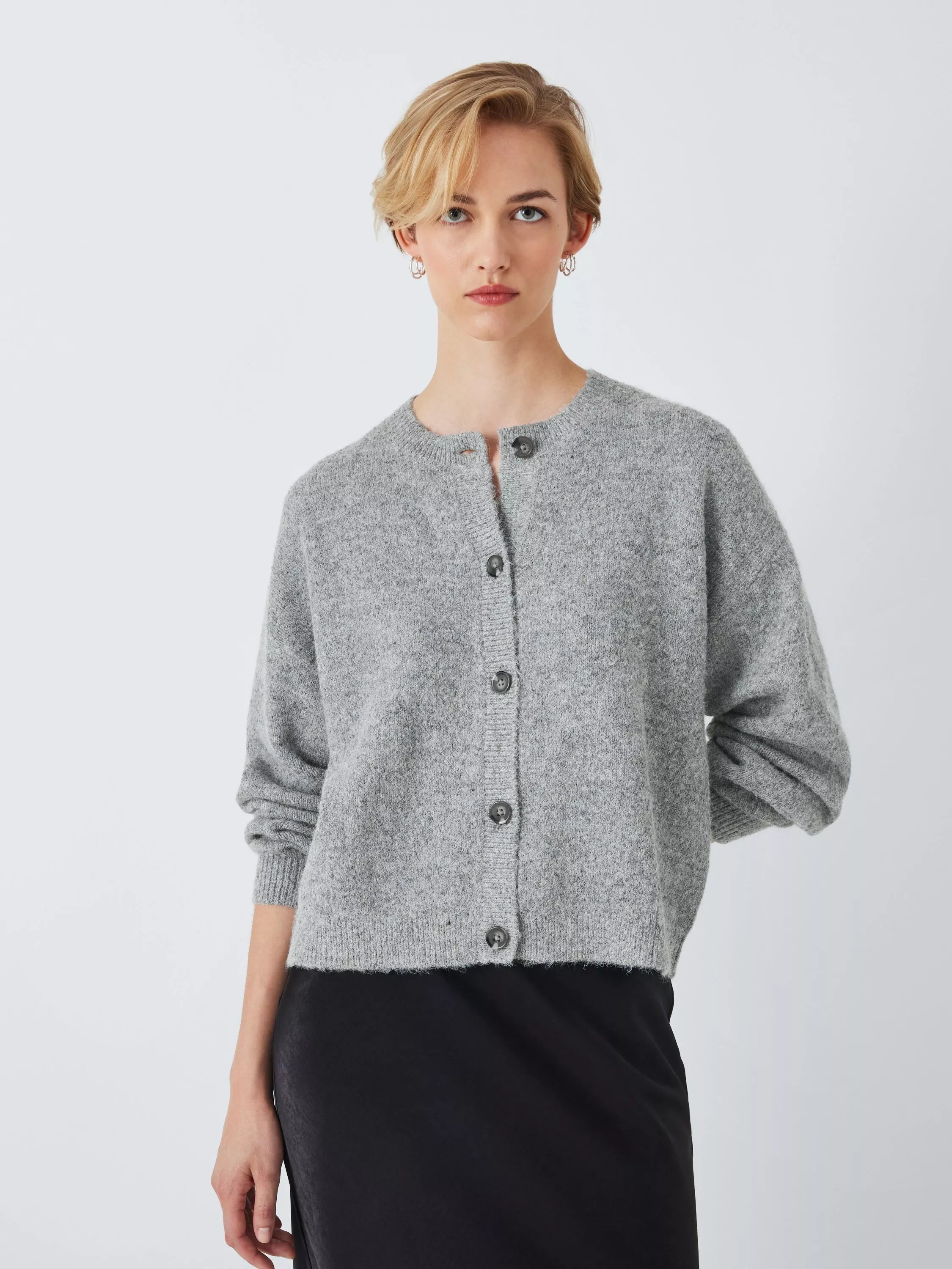 John Lewis ANYDAY Boxy Fit Crop Cardigan, Yellow - McGrocer