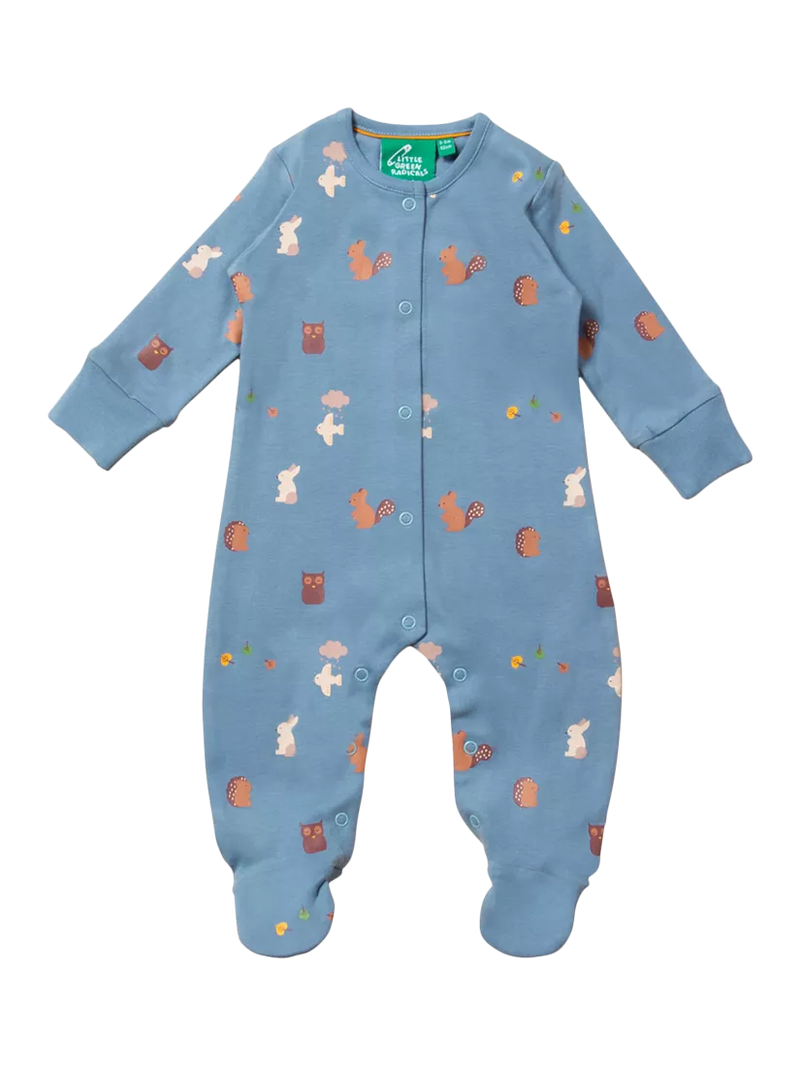 Little Green Radicals Baby Woodland Organic Cotton Sleepsuit, Woodland Folk - McGrocer