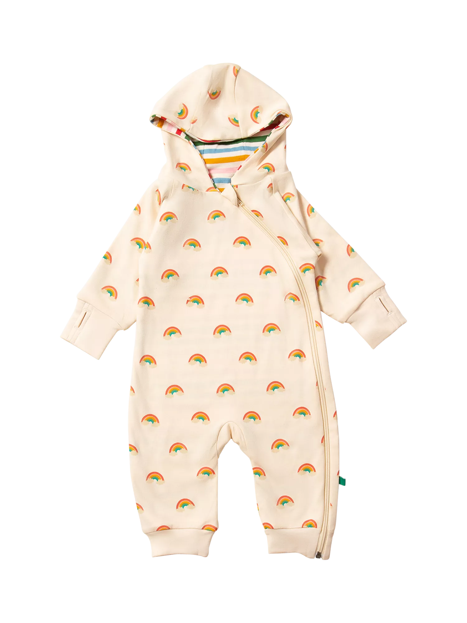 Little Green Radicals Baby Organic Cotton Rainbow Snug as a Bug Suit, Cream - McGrocer