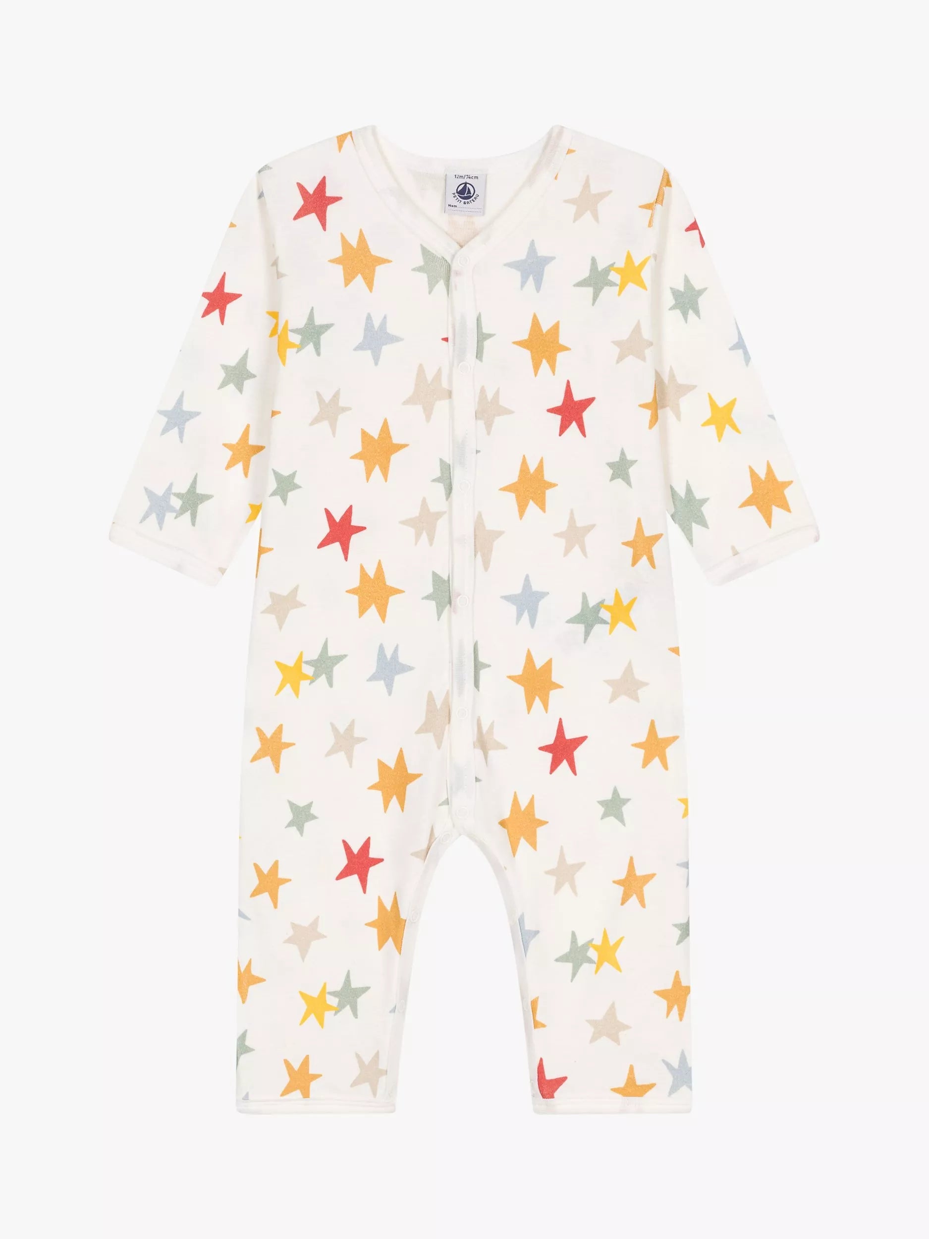 Petit Bateau Baby Printed Stars Cotton Footless Sleepsuit, Marshmallow/Multi - McGrocer