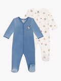 Petit Bateau Baby Cosy Velour Sleepsuits, Pack of 2, Multi - McGrocer