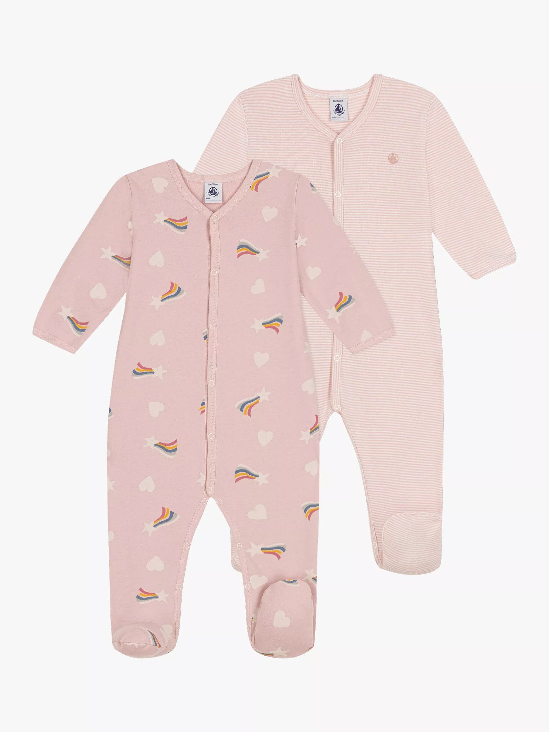 Petit Bateau Baby Cotton Sleepsuits, Pack of 2, Variante 1 - McGrocer