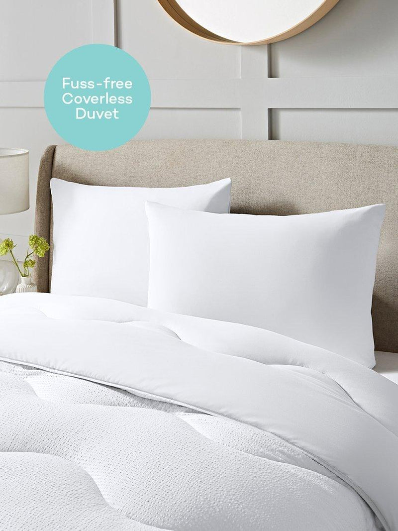 Night Lark seersucker coverless duvet and pillowcase set in polar white, imported from the UK