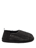 totes Men's Quilted Full Back Slippers, Black/Grey - McGrocer
