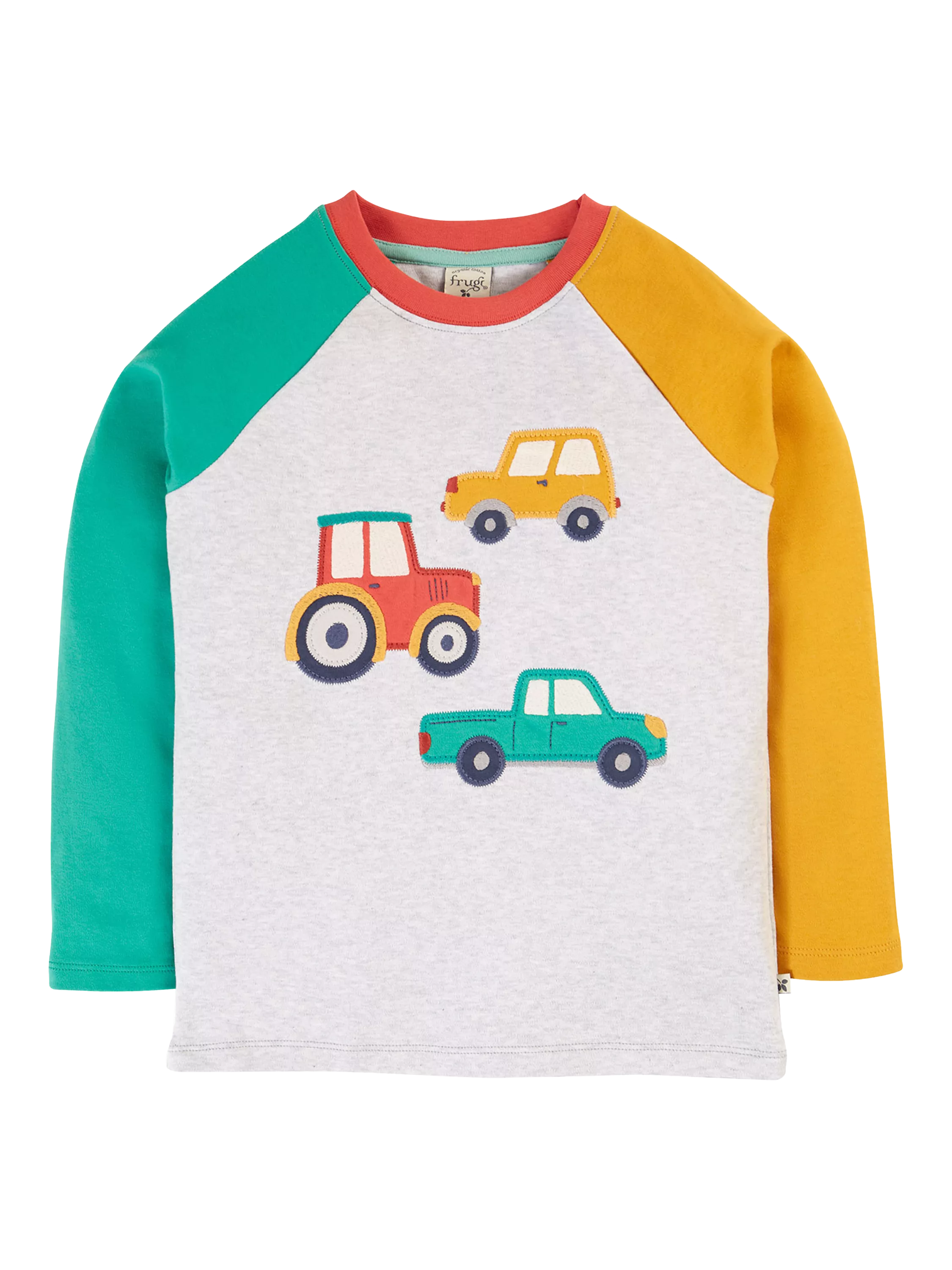 Frugi Kids' Alfie Organic Cotton Raglan Top, Grey Marl - McGrocer