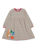 Frugi Kids' Dolcie Organic Cotton Stripe Dress, Lingonberry/Multi - McGrocer