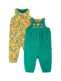 Frugi Kids' Lacey Reversible Dungarees, Iguana/Autumnfriends - McGrocer