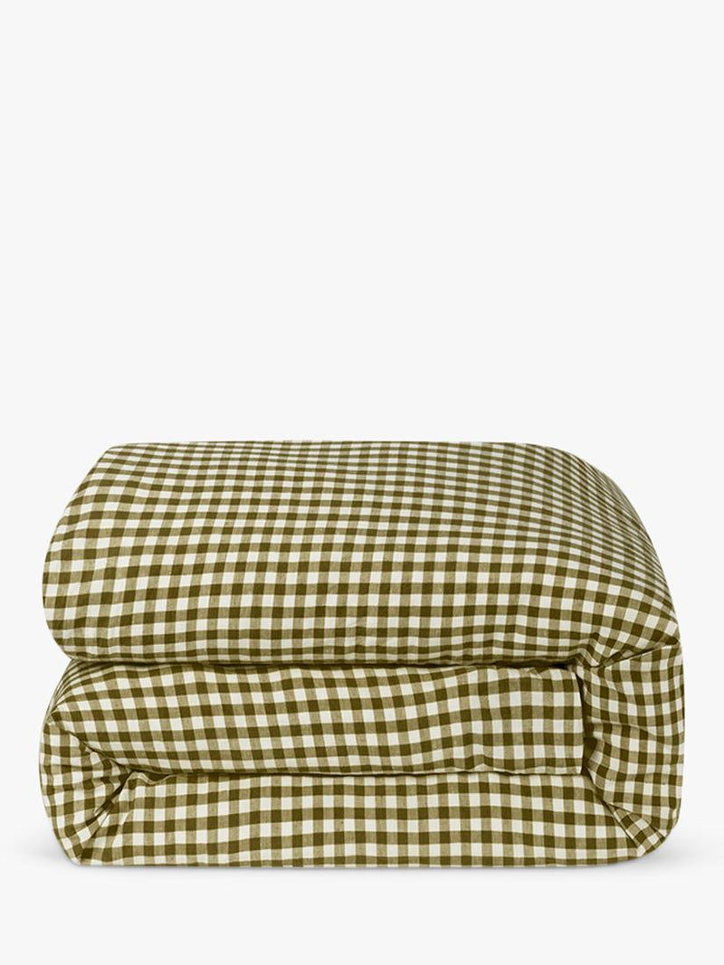 Piglet in Bed Gingham Linen Blend duvet cover, imported from the UK