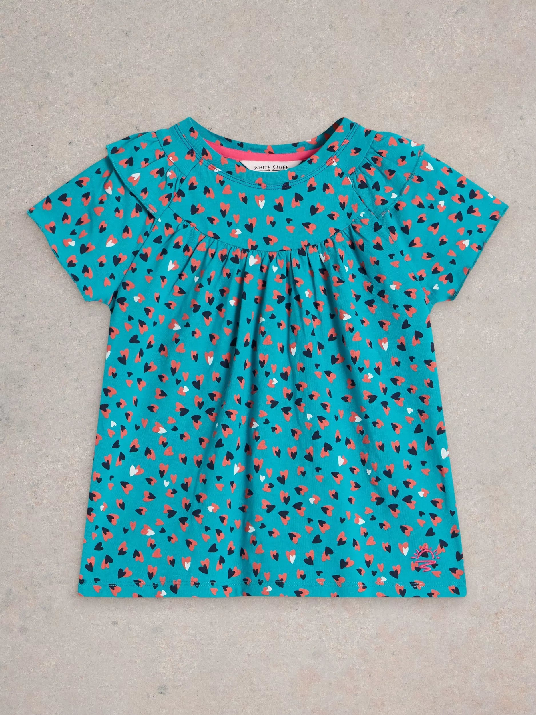 White Stuff Kids' Ditsy Tee, Blue Mlt - McGrocer