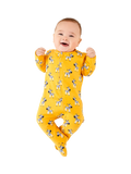 JoJo Maman Bébé Baby Zebra Print Zip Sleepsuit, Mustard/Multi - McGrocer